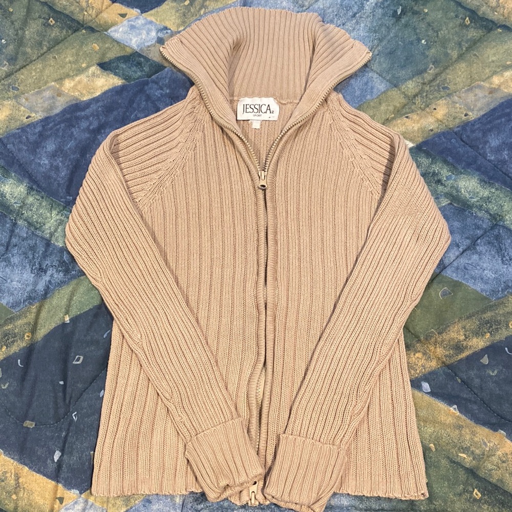 Jessica Sport Zip-Up Hoodie Womens Small Tan Worn Excellent Condition